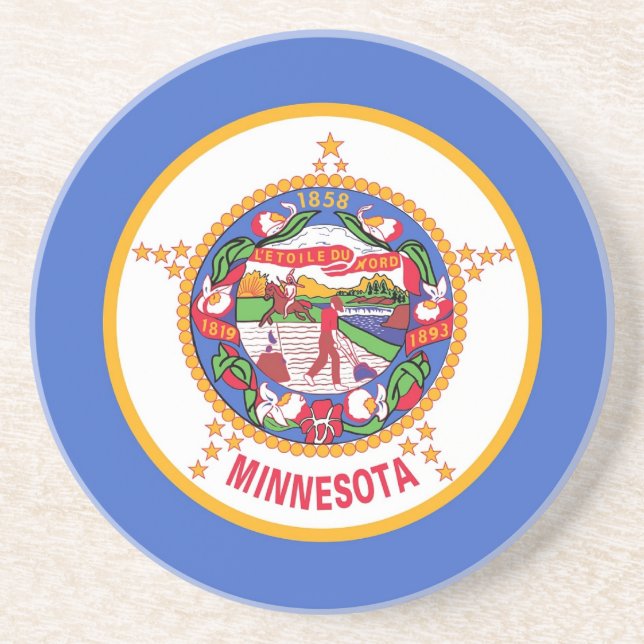 Posavasos De Arenisca Pascua con bandera de Minnesota, Estados Unidos (Frente)
