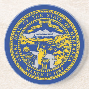 Posavasos De Arenisca Pascua con bandera de Nebraska, Estados Unidos