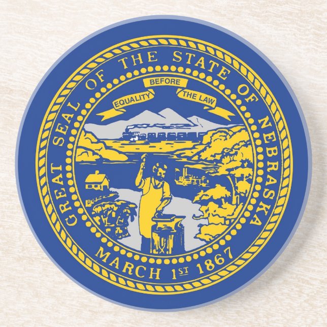 Posavasos De Arenisca Pascua con bandera de Nebraska, Estados Unidos (Frente)