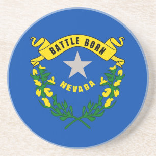 Posavasos De Arenisca Pascua con bandera de Nevada, Estados Unidos