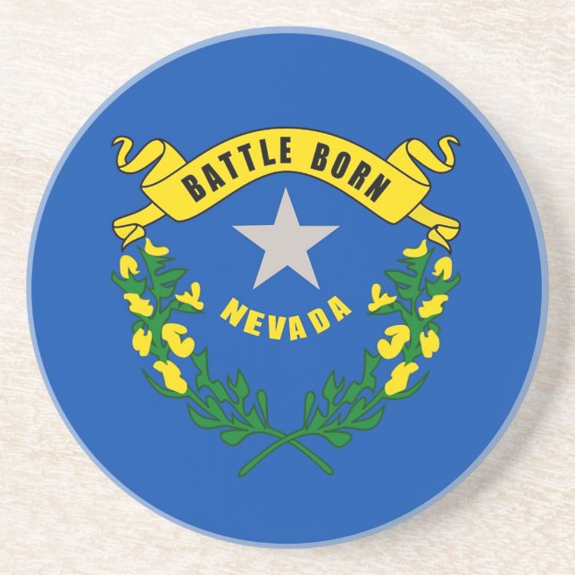 Posavasos De Arenisca Pascua con bandera de Nevada, Estados Unidos (Frente)
