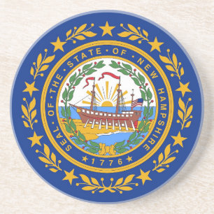 Posavasos De Arenisca Pascua con bandera de New Hampshire, Estados Unido
