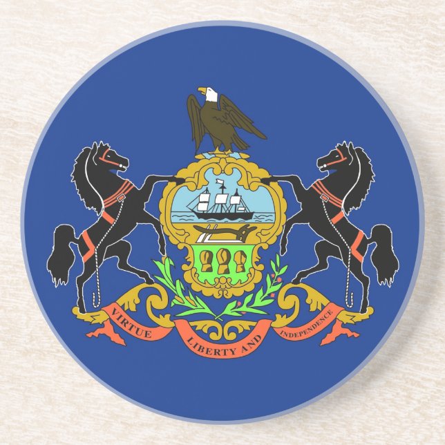 Posavasos De Arenisca Pascua con bandera de Pensilvania, Estados Unidos (Frente)