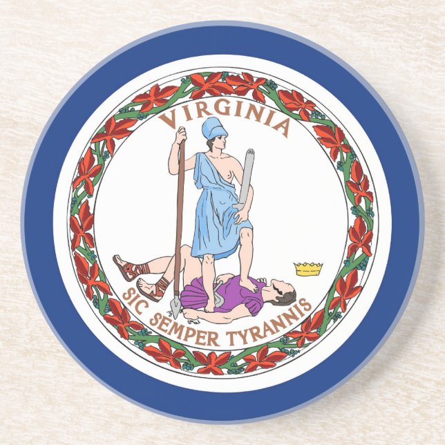 Posavasos De Arenisca Pascua con bandera de Virginia, Estados Unidos (Frente)