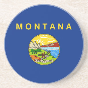 Posavasos De Arenisca Pascua con bandera del Montana, Estados Unidos