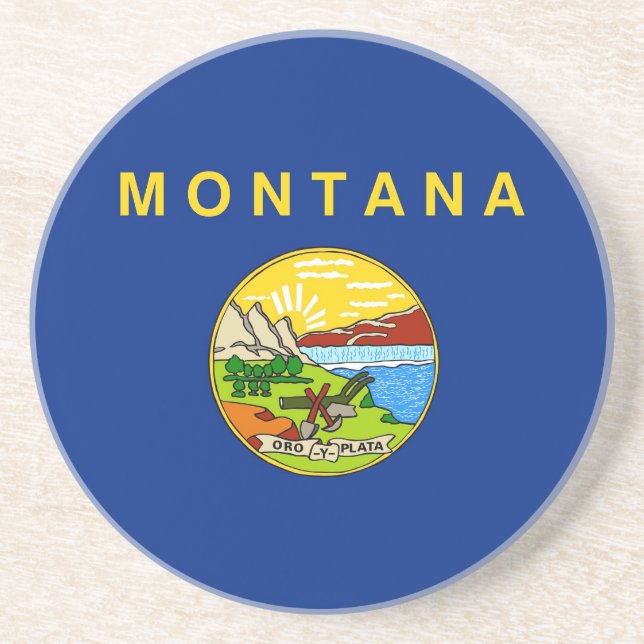 Posavasos De Arenisca Pascua con bandera del Montana, Estados Unidos (Frente)