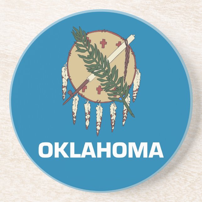 Posavasos De Arenisca Pascua con bandera del Oklahoma, Estados Unidos (Frente)