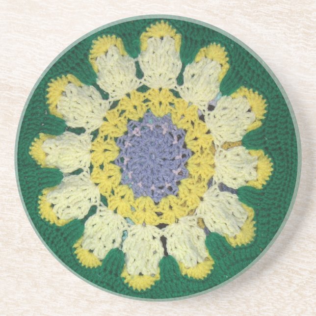 Posavasos De Arenisca Pascua - Crochet está caliente (Frente)