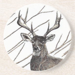 Posavasos De Arenisca Pascua de bebida de Sandstone Deer