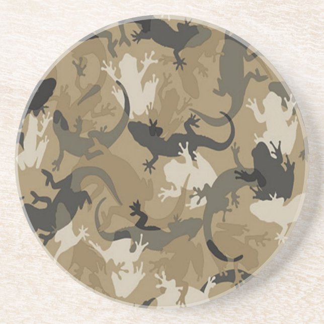 Posavasos De Arenisca Pascua de camuflaje reptil marrón (Frente)