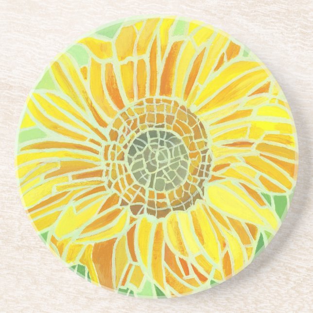 Posavasos De Arenisca Pascua de diseño de mosaico de girasol (Frente)