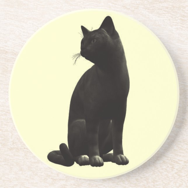 Posavasos De Arenisca Pascua de gato negra (Frente)