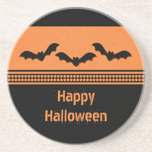 Posavasos De Arenisca Pascua de Halloween de Gone Batty, Naranja