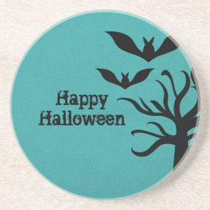 Posavasos De Arenisca Pascua de Halloween de los Bats, Aqua