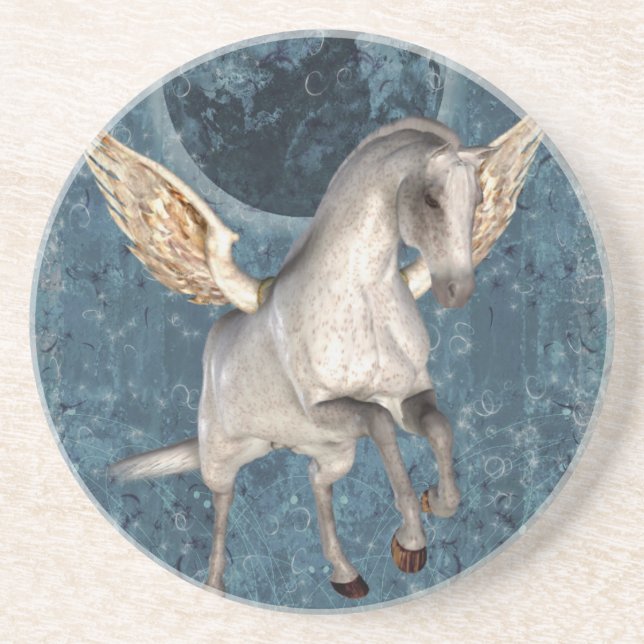 Posavasos De Arenisca Pascua de la fantasía de los caballos Pegasus (Frente)