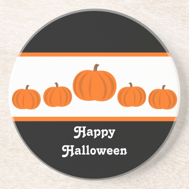 Posavasos De Arenisca Pascua de la fila de calabazas Halloween (Frente)