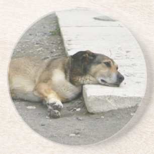 Posavasos De Arenisca Pascua de Perro Cansado, personalizable