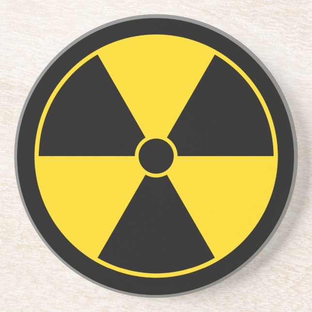 Posavasos De Arenisca Pascua de símbolos de radiación amarilla y negra (Frente)