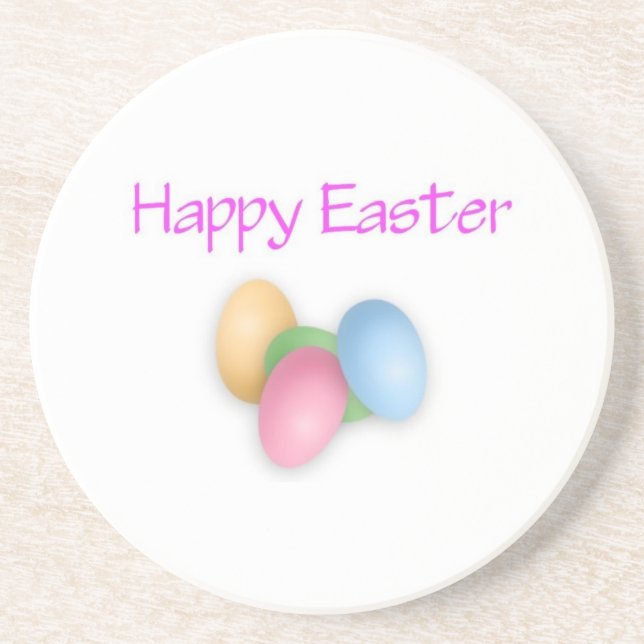 Posavasos De Arenisca Pascua feliz de huevos de Pascua (Frente)