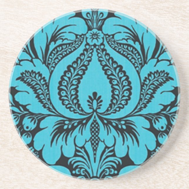 Posavasos De Arenisca Pascua Floral de Fantasía Azul (Frente)