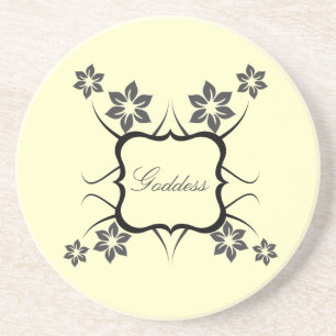 Posavasos De Arenisca Pascua floral diosa, gris oscuro