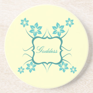 Posavasos De Arenisca Pascua floral diosa, Verde azulada