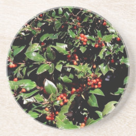 Posavasos De Arenisca Pascua Holly y Berries