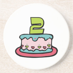 Posavasos De Arenisca Pastel de cumpleaños de 2 años