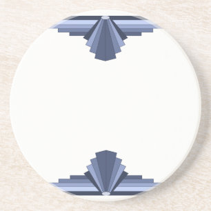 Posavasos De Arenisca Patrón Art Deco en azul gris
