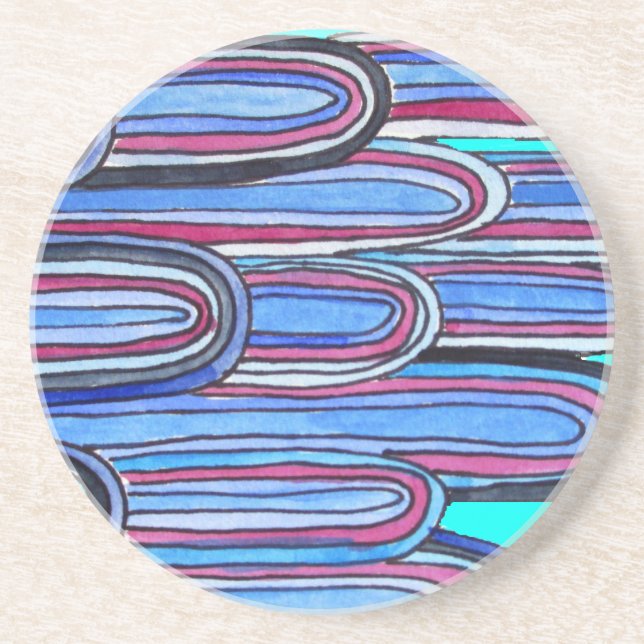 Posavasos De Arenisca Patrón azul acuático de Ocean Waves (Frente)