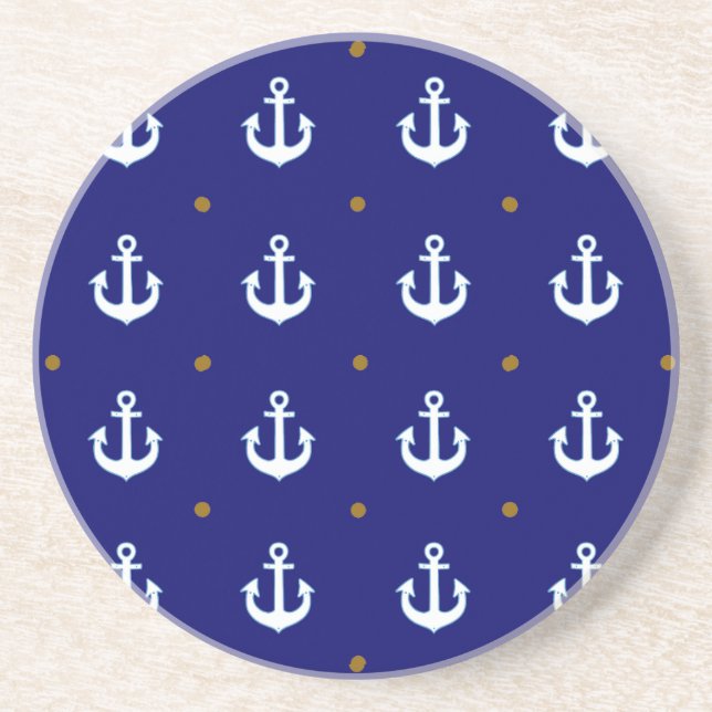 Posavasos De Arenisca patrón de anclajes blancos pequeños (Frente)