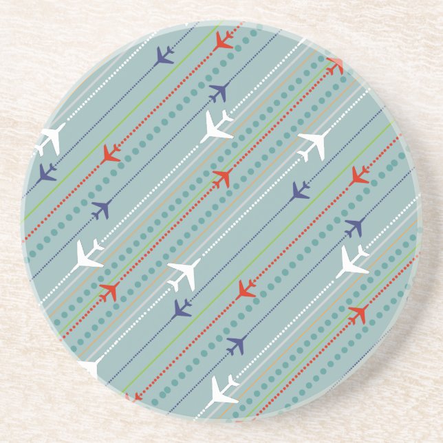 Posavasos De Arenisca Patrón de avión retro Marble Sandstone Coaster (Frente)