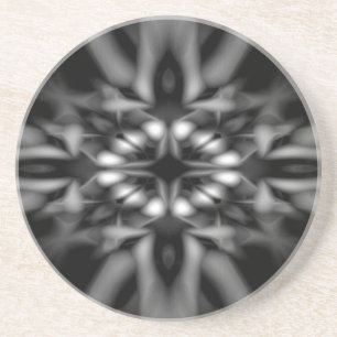 Posavasos De Arenisca Patrón de caleidoscopio blanco y negro