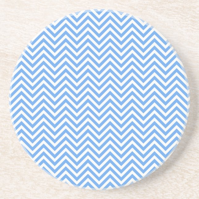 Posavasos De Arenisca Patrón de cheurón azul Zigzag (Frente)