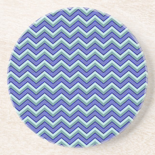 Posavasos De Arenisca Patrón de cheurón de zafiro azul (Frente)