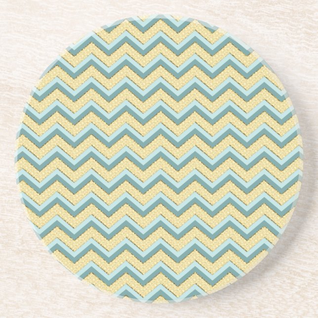 Posavasos De Arenisca Patrón de cheurón Purpurina de Topaz (Frente)