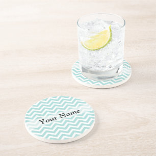 Posavasos De Arenisca Patrón de chevron Aqua