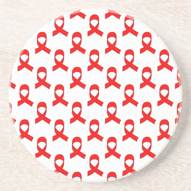Posavasos De Arenisca Patrón de cinta roja (Frente)