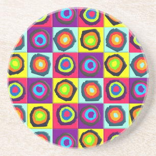 Posavasos De Arenisca Patrón de Círculos Coloridos