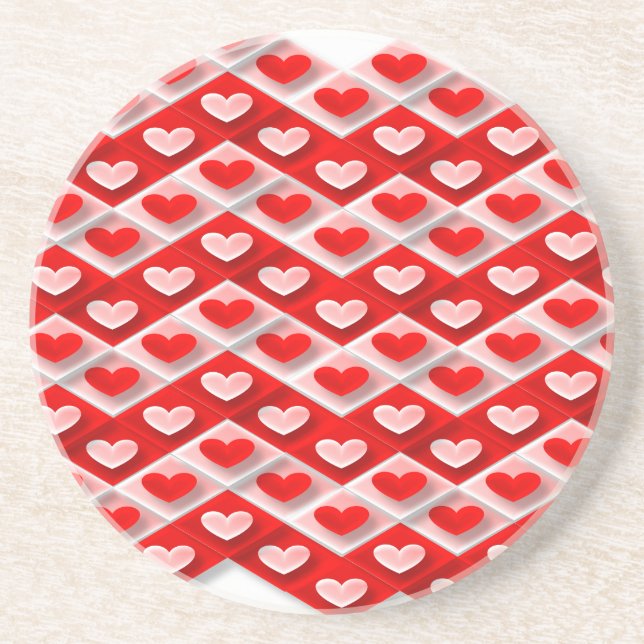 Posavasos De Arenisca Patrón de corazón de amor (Frente)