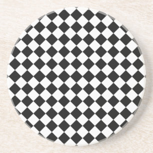 Posavasos De Arenisca Patrón de diamantes blancos y negros por Shirley T