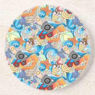 Posavasos De Arenisca Patrón de diversión de verano