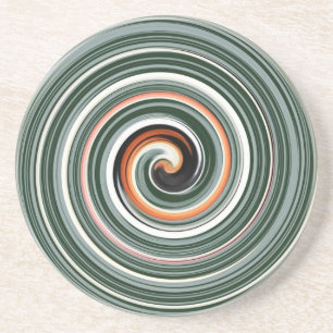 Posavasos De Arenisca Patrón de espiral gris y naranja