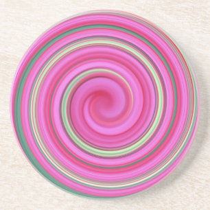 Posavasos De Arenisca Patrón de espiral rosa