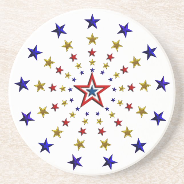 Posavasos De Arenisca Patrón de estrellas patrióticas (Frente)