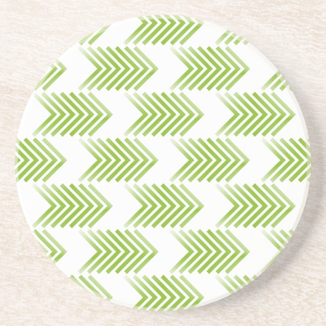 Posavasos De Arenisca Patrón de flecha tribal verde (Frente)