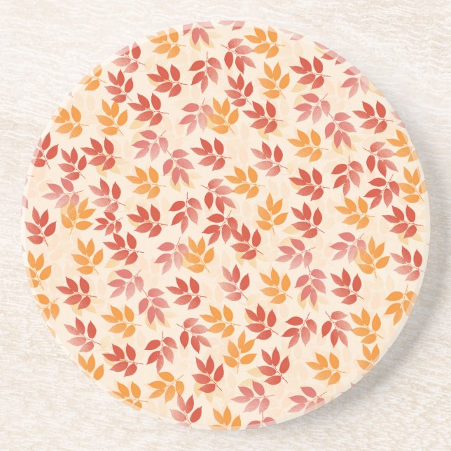 Posavasos De Arenisca Patrón de Hojas de Otoño (Frente)