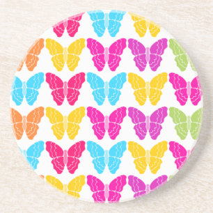 Posavasos De Arenisca Patrón de mariposa de arco iris brillante