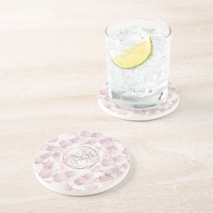 Posavasos De Arenisca Patrón de mármol geométrico rosa oro piña