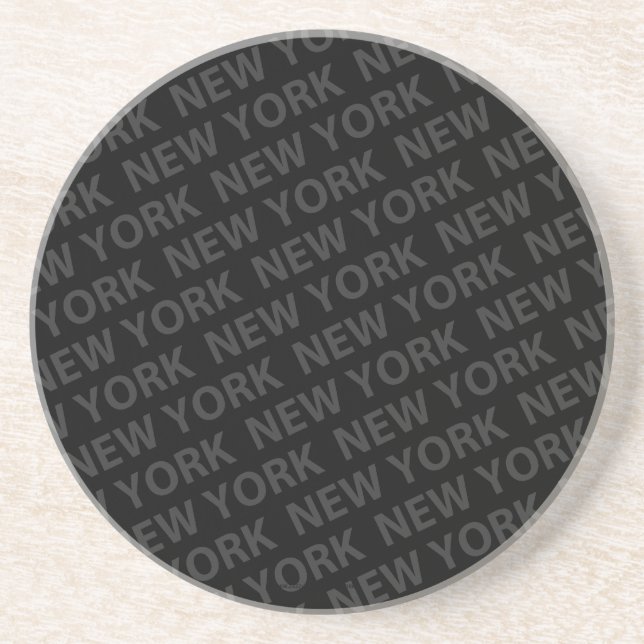 Posavasos De Arenisca Patrón de Nueva York Gris oscuro (Frente)